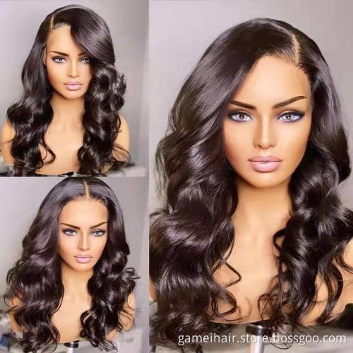 Pre Plucked Transparent Lace Glueless Cuticle Aligned Wig Middle Parting 13x4 Body Wave Wavy Lace Frontal Human Hair